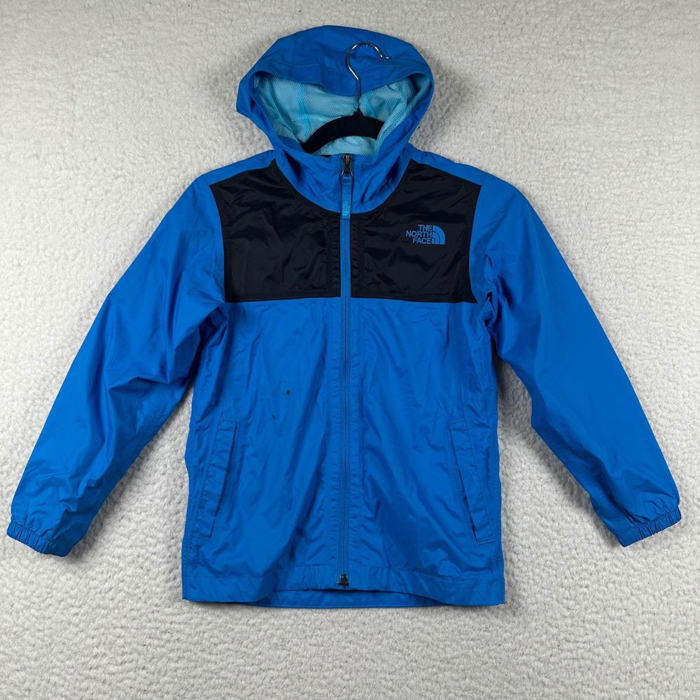 The North Face Rain Jacket Boys DryVent Hooded Shell S 7/8 Blue Outdoor Hiking